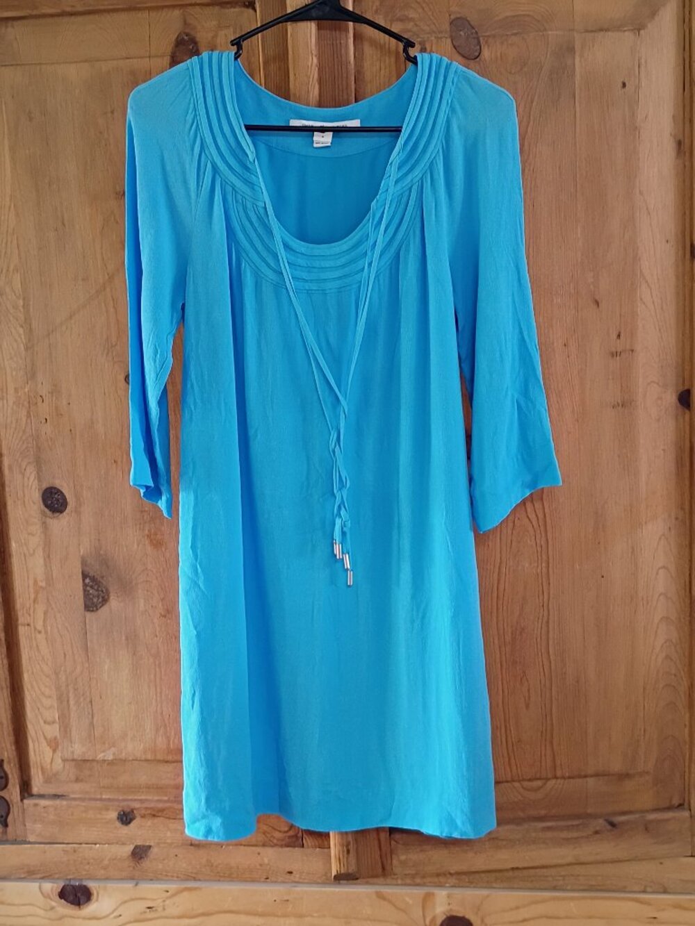 Diane Von Furstenberg Light Blue Pleated Tunic Dress